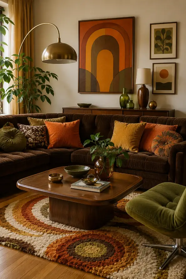 Warm Earthy Retro Living Room Idea