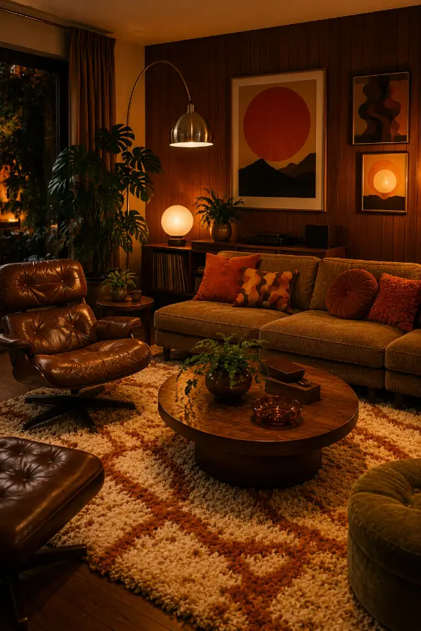 Warm Retro Floor Lamp Living Room Idea