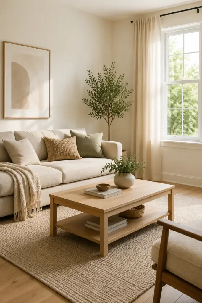Warm White Living Room Wall Color Idea