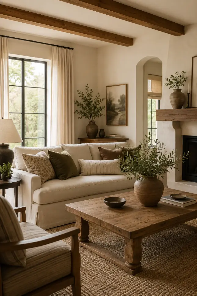 Warm White Modern Farmhouse Living Room Idea