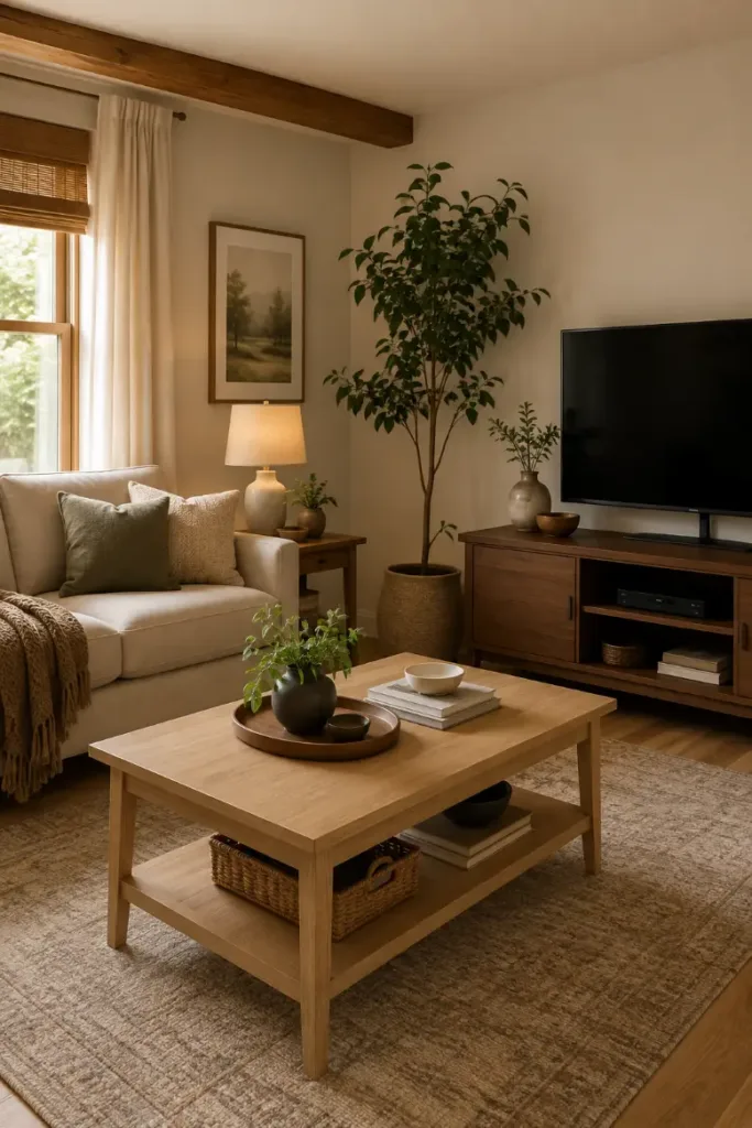 Warm Wood Living Room Idea