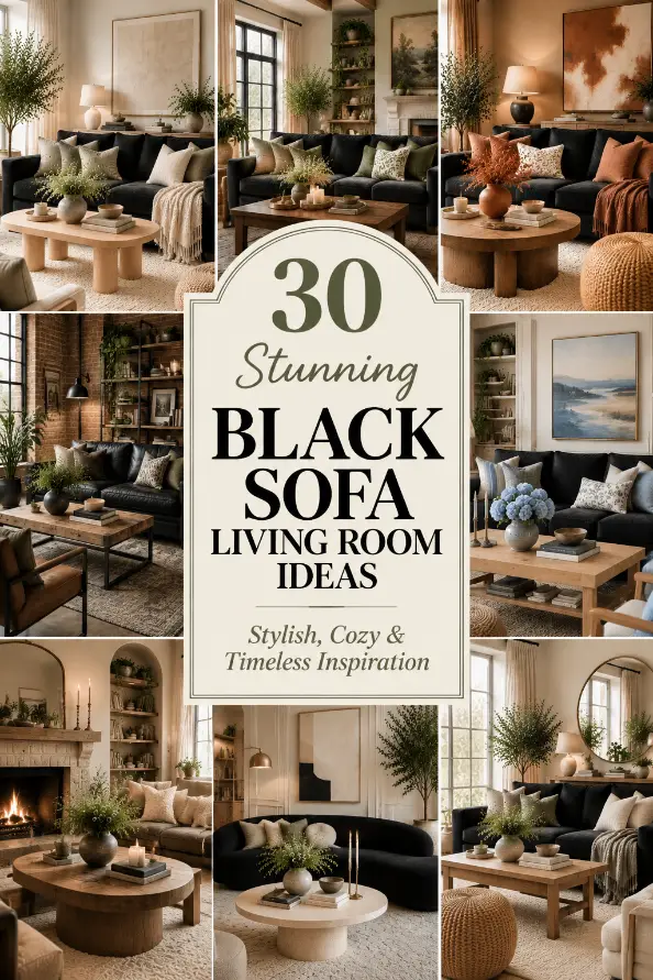 30 Black Sofa Living Room Ideas That Feel Sophisticated, Cozy, and Timeless