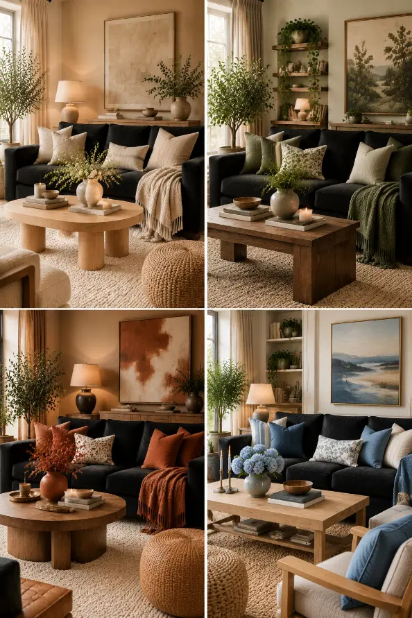 4 Black Sofa Color Combinations for Living Rooms