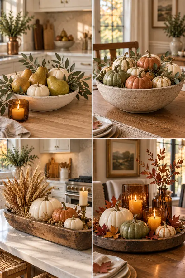 Thanksgiving Dough Bowl Centerpiece With Pumpkins