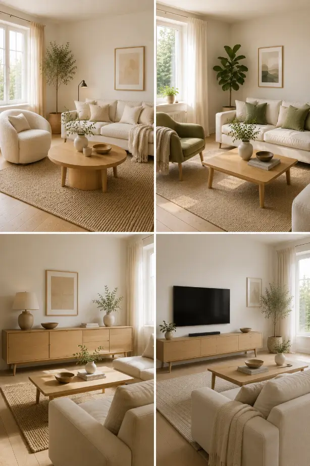 Scandinavian Living Room Ideas With Natural Wood