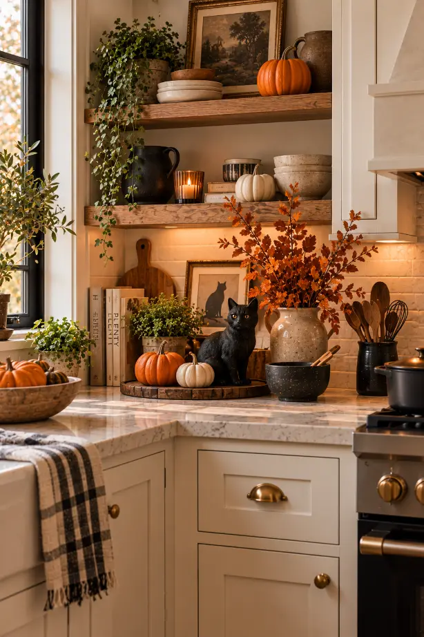 Black Cat Halloween Kitchen Decor