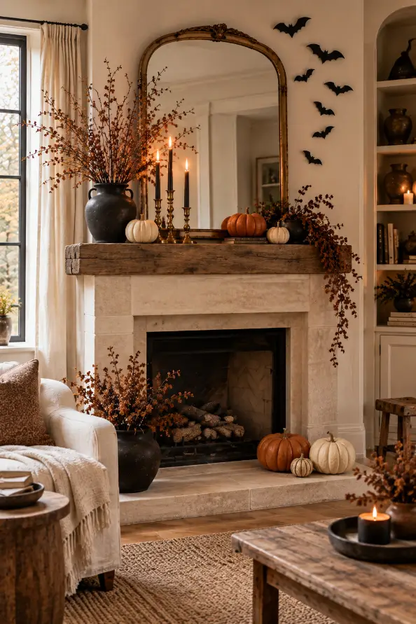 Black and Cream Pumpkin Halloween Decor Ideas