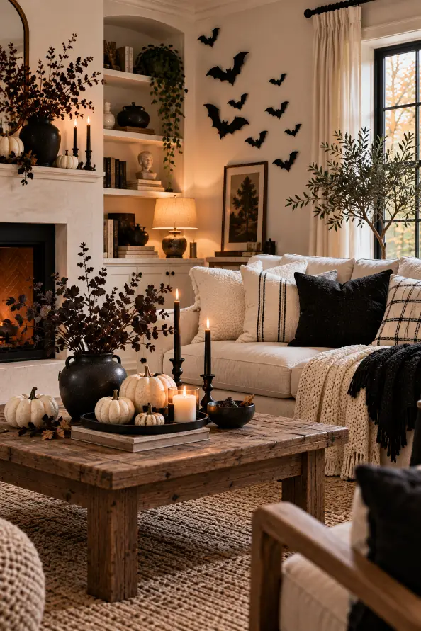 Black and White Halloween Living Room Ideas