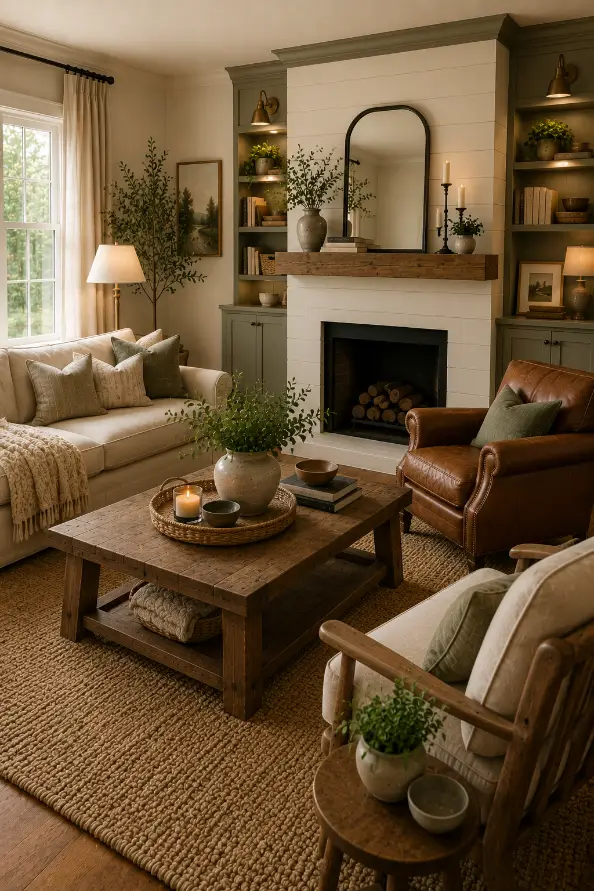 Bright Classic Farmhouse Living Room Ideas