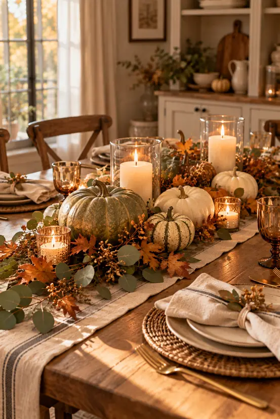 Candle Centerpiece for an Elegant Thanksgiving Table