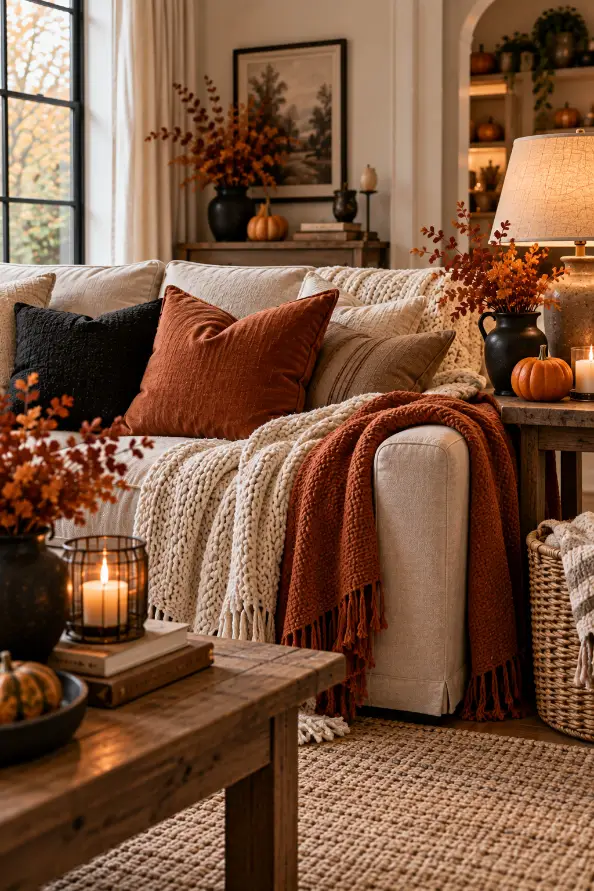 Cozy Halloween Sofa Decorating Ideas