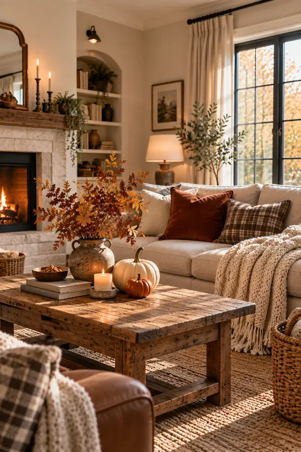 Cozy Thanksgiving Living Room Decor Ideas
