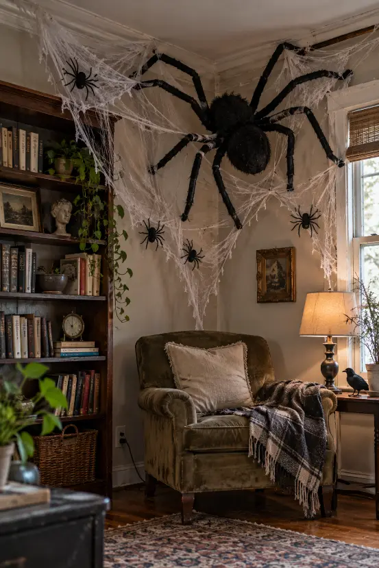 DIY Giant Spider Room for Halloween