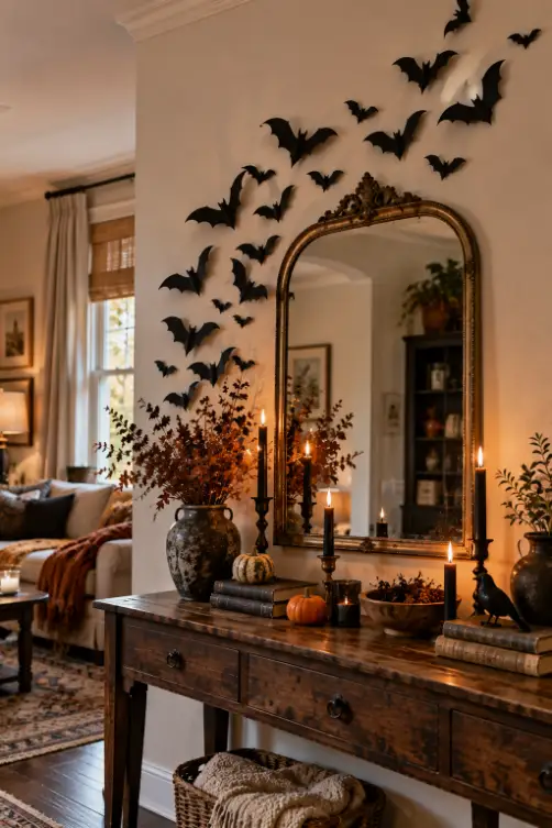 DIY Paper Bat Wall for Halloween