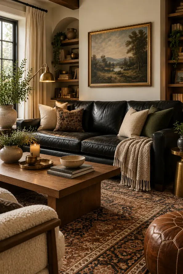 Elegant Black Leather Sofa Living Room Ideas