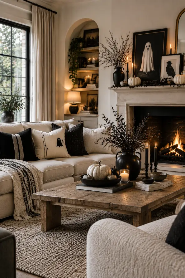 Elegant Black and White Halloween Decor Ideas