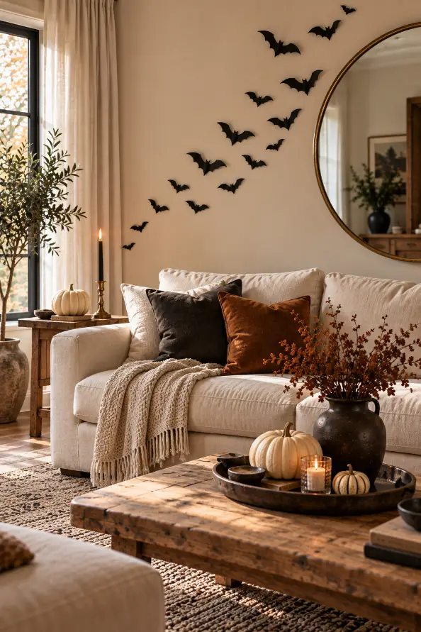 Elegant Flying Bat Halloween Living Room Decor