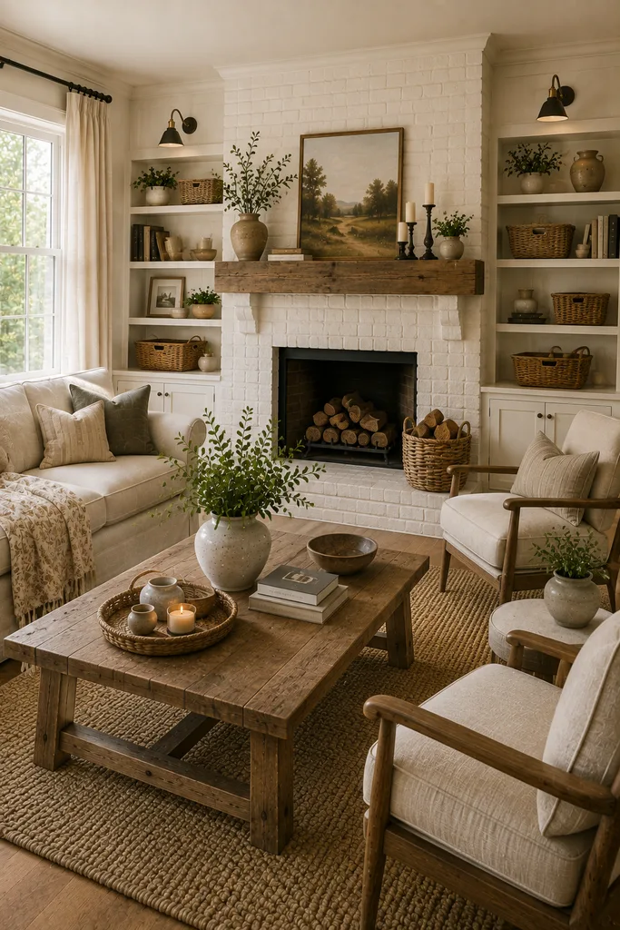 Farmhouse Fireplace Living Room Ideas