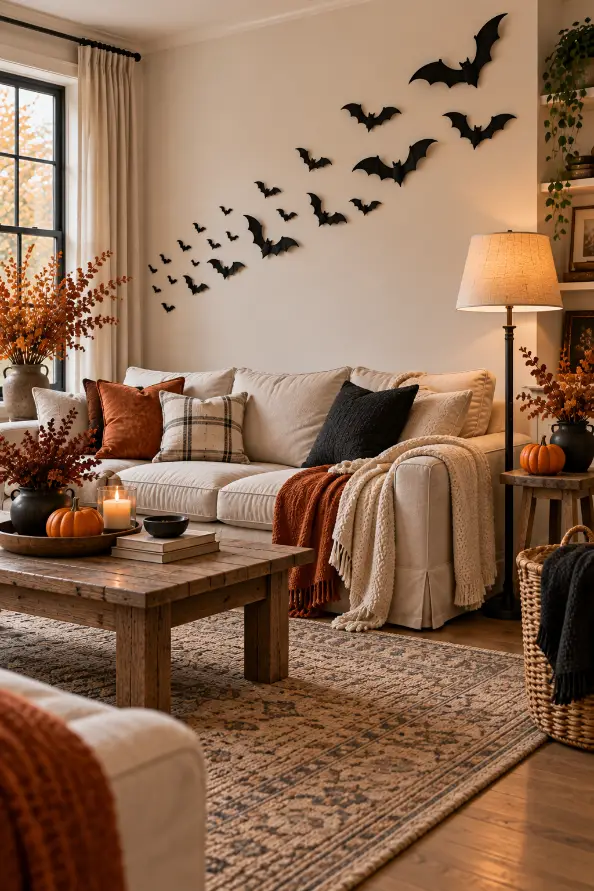 Flying Bat Halloween Living Room Decor