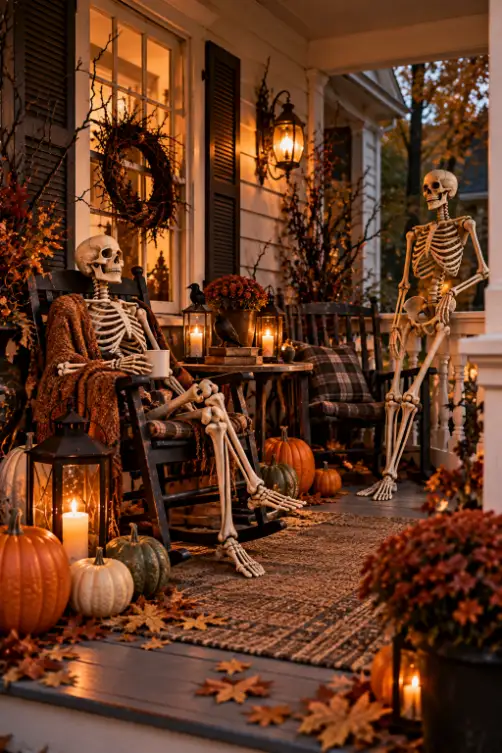 Funny Skeleton Halloween Porch Decor