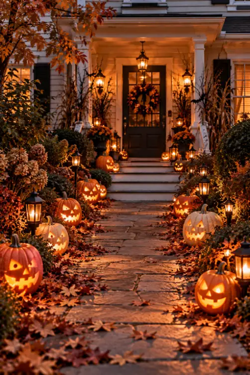 Glowing Jack-O'-Lantern Walkway Ideas