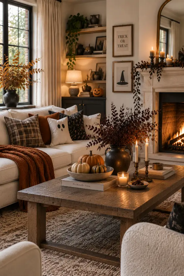 Halloween Coffee Table Decor Ideas for Cozy Fall Styling