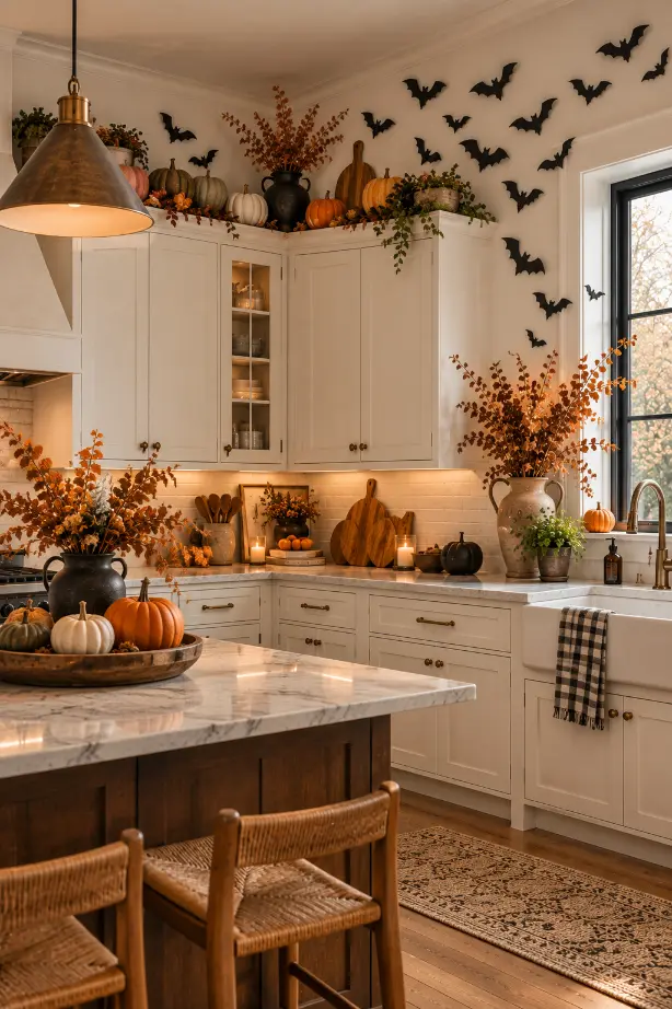 Halloween Kitchen Decor With Flying Bats