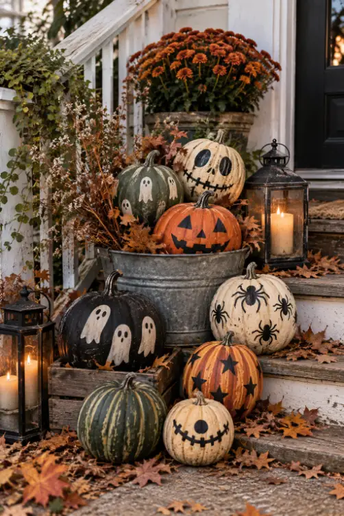 Hand-Painted Pumpkin Halloween Decor