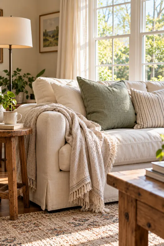 Light & Airy Spring Living Room Decor Idea