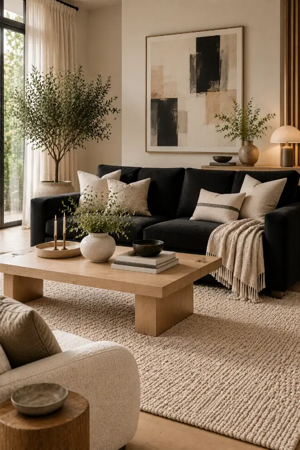 Minimal Black Sofa Living Room Ideas
