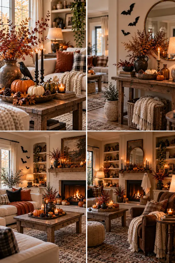 Natural & Cozy Halloween Living Room Decor Ideas