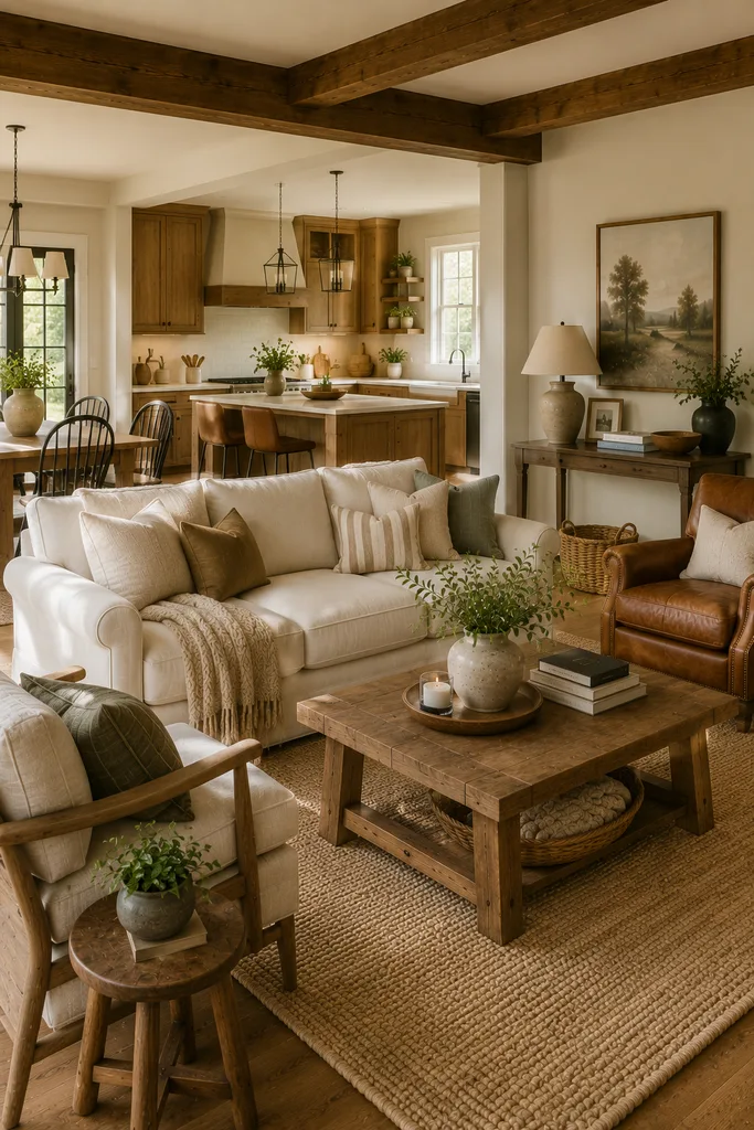 Open Concept Farmhouse Living Room Ideas