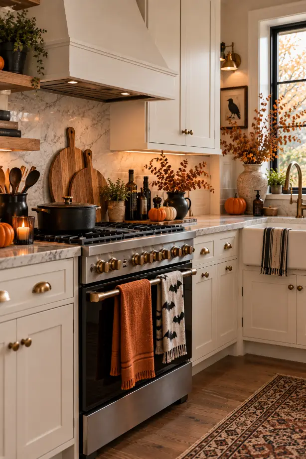 Orange and Black Halloween Kitchen Decor