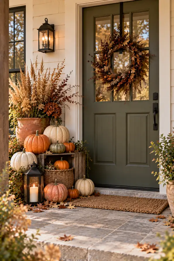 Pumpkin Front Door Display for Halloween