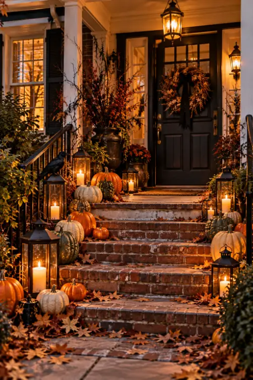 Pumpkin & Lantern Halloween Porch Ideas