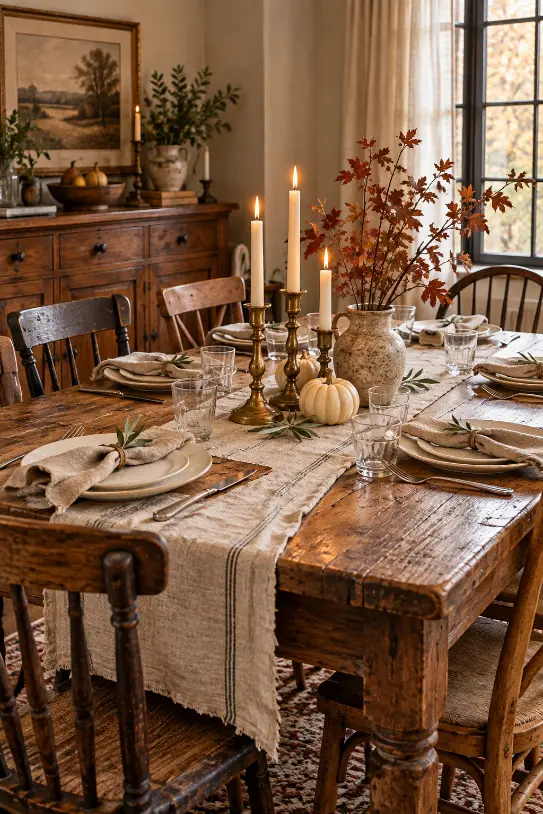 Rustic Thanksgiving Table Decor With Linen
