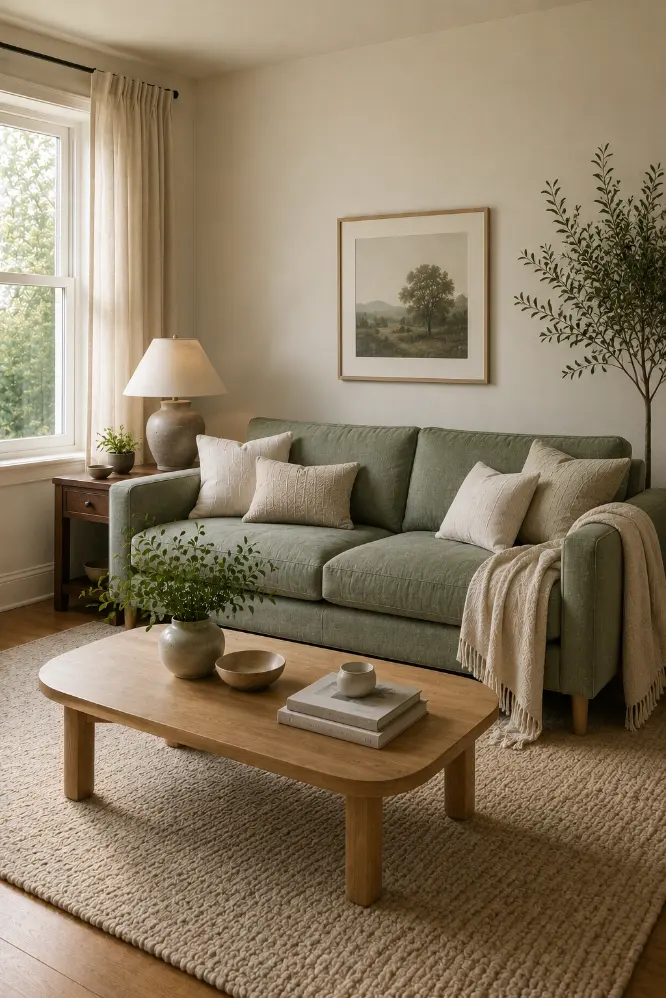 Sage Green Living Room Ideas With Black Accents