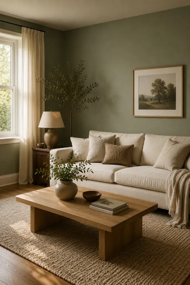 Sage Green and Beige Living Room Ideas