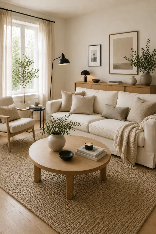 Scandinavian Living Room Ideas With Black Accents