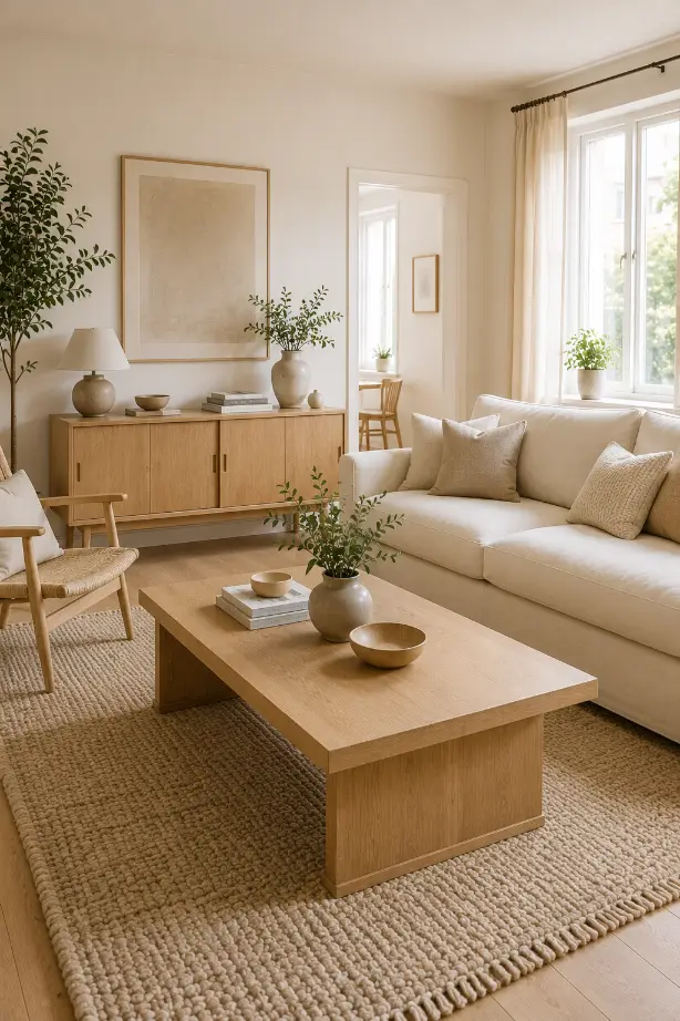 Scandinavian Living Room Ideas With Natural Wood