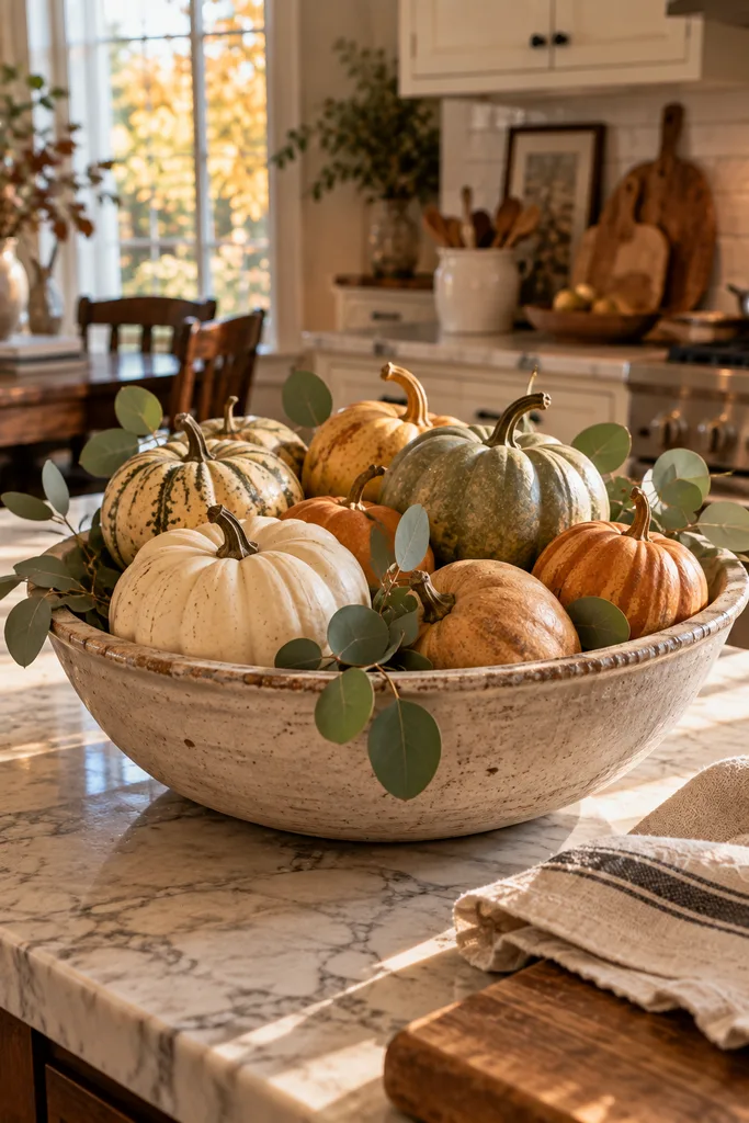 Simple Bowl of Mini Pumpkins for Thanksgiving