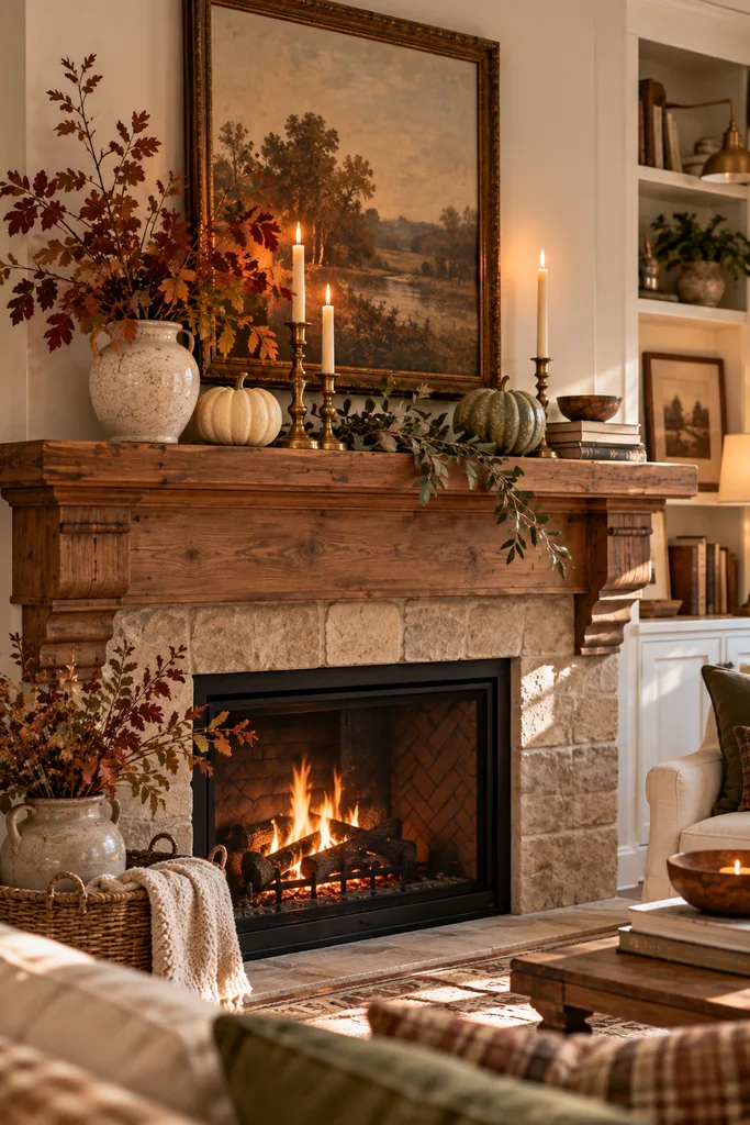 Simple Thanksgiving Mantel Decor Ideas