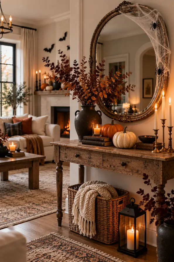 Spiderweb Mirror Halloween Decor Idea