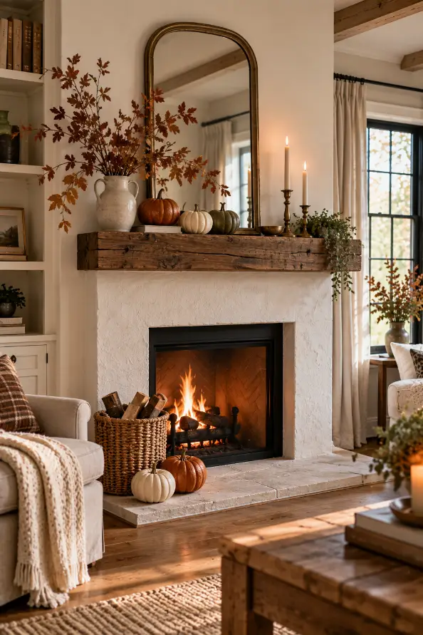Thanksgiving Fireplace Mantel Decor Ideas