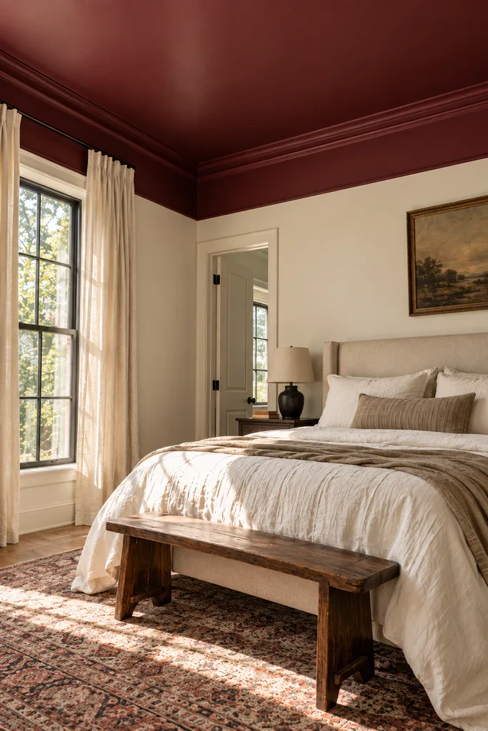 Burgundy Ceiling Bedroom Retreat