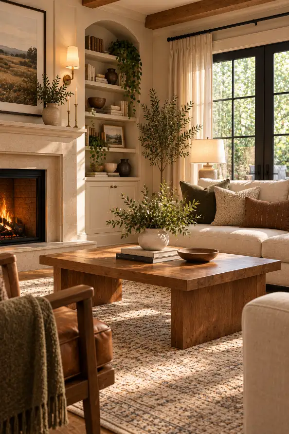 Cozy Fireplace Living Room Vignette