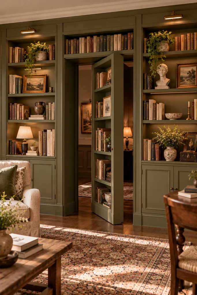Cozy Hidden-Door Home Library