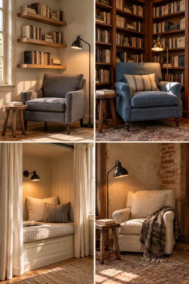 Cozy Reading Nooks Collage