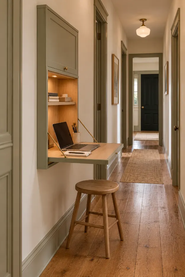 Cozy Sage Hallway Workspace
