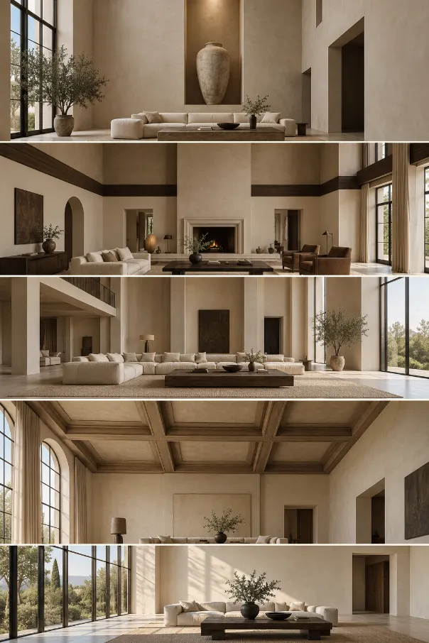 Double-Height Library Living Room With Mezzanine
